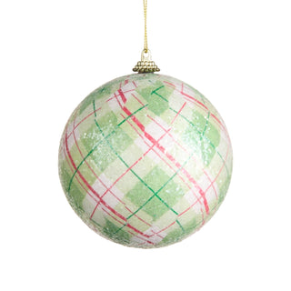 Sage Plaid Ball Ornament