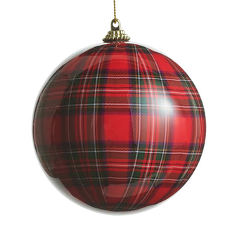 Red Plaid Ball Ornament, 4"
