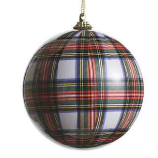 White Plaid Ball Ornament