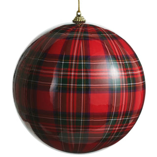 Red Plaid Ball Ornament, 6"