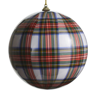 White Plaid Ball Ornament, 6"