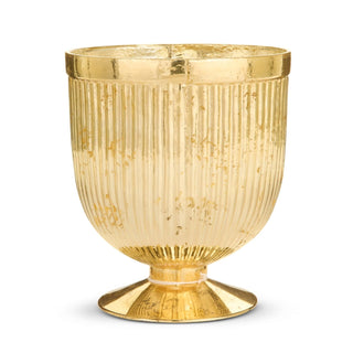 Gold Mercury Glass Footed Container, 7.5"