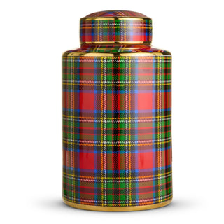 Tartan Plaid Decorative Jar, 12"