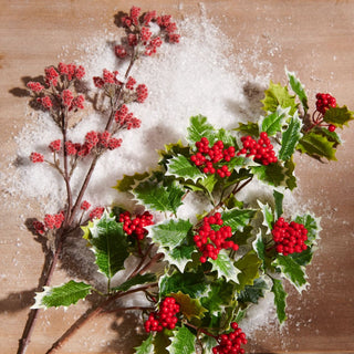 Holly and Red Berry Spray