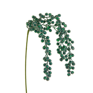Green Glitter Hanging Berry Spray