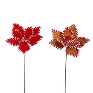 Gingerbread and Peppermint Poinsettia Stem