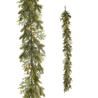 Gold Glitter Mixed Greenery Garland with Pods