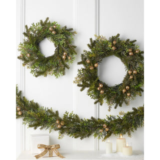 Gold Glitter Mixed Greenery Garland with Pods