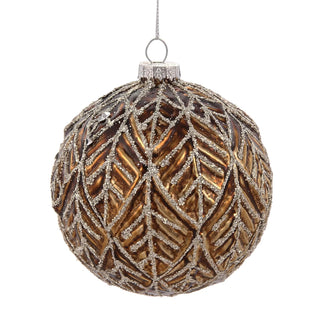 Glittery Leaf Ball Ornament