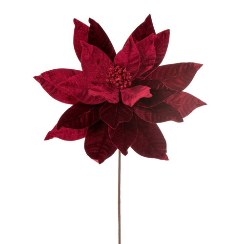 Burgundy Velvet Poinsettia Stem