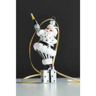 Champagne Popping Santa Ornament