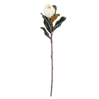 White Magnolia Flower Leaves Spray