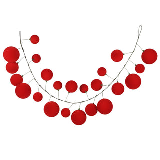 Flocked Red Ball Ornament Garland, 4'