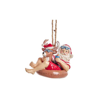 Beach Santa Sitting On Float Ornament