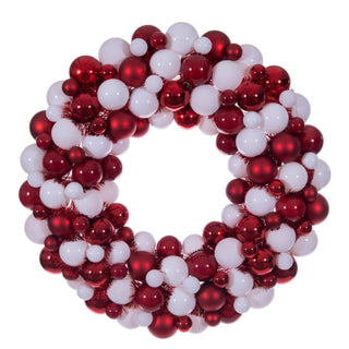 Red/White Ball Ornament Wreath