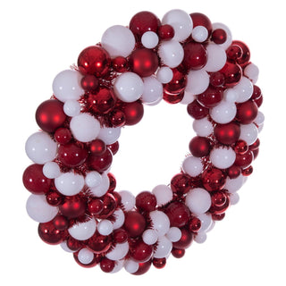 Red/White Ball Ornament Wreath