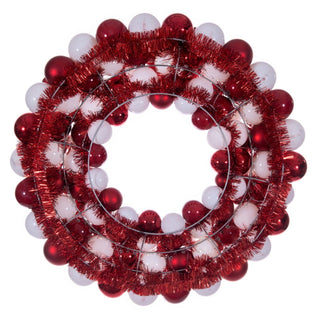 Red/White Ball Ornament Wreath