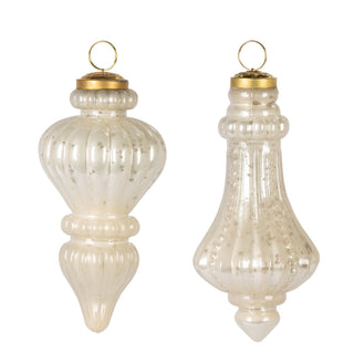 Ivory Glass Finial Ornament