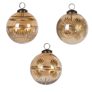 Cut Glass Amber Colored Ornaments
