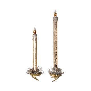 Frosted Gold Taper Candle Clip-On Ornament Set