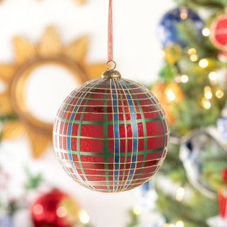 Hand Painted Plaid Ornament, 6"