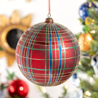 Hand Painted Plaid Ornament, 8"