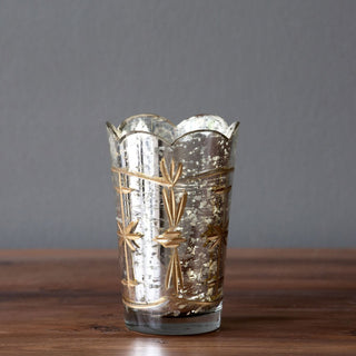 Bronze Relief Pattern Mercury Glass Votive Holder