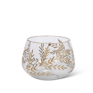 Etched Gold Glass Candle Holder, Small
