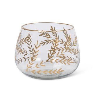 Etched Gold Glass Candle Holder, Large