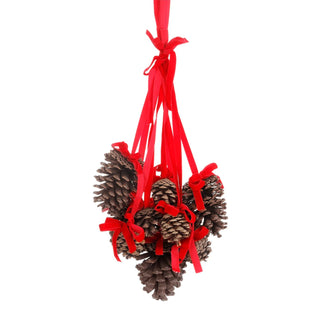 Red Hanging Pinecones, 22"