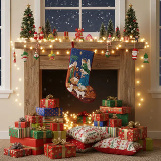 Nativity Embroidered Stocking