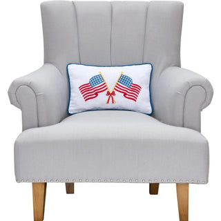 Crossed Flags Embroidered Pillow