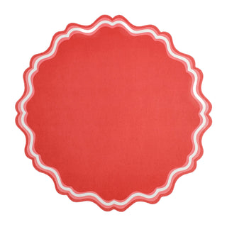 Bright Red Fancy Scallop Placemat Set