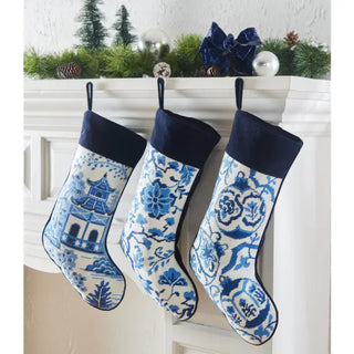 Chinoiserie Pagoda Embroidered Stocking