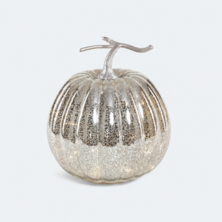 Lit Glass Pumpkin with Stem