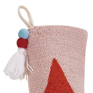 Jolly Santa Pom Pom Tassel Stocking