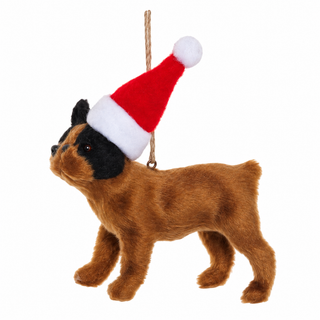 Dog with Santa Hat Ornaments