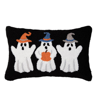 Halloween Ghost & Witch Trio Throw Pillow