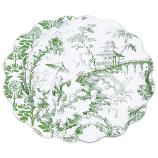 VIDA Green Chinoiserie Reversible Round Placemat Set