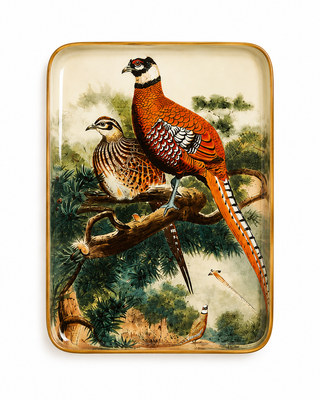 Pheasant Metal Trinket/Desk Tray