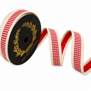 Ivory Taffeta Mini Checks Fused Ribbon, 1" X 10YD