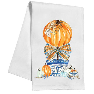 Pumpkin Topiary W/ Plaid Bow Kitchen Towel
