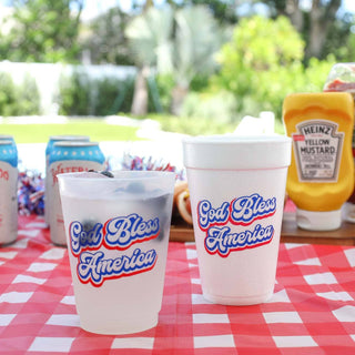 God Bless America Script Foam Cup Set