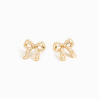 Organic Pearl Pave Bow Earrings