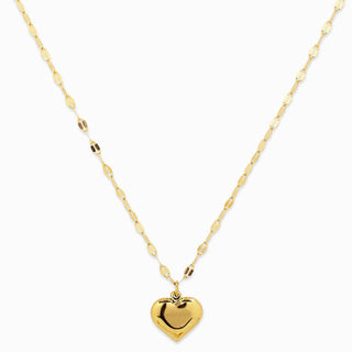 Stainless Steel Puffy Heart Pendant Necklace