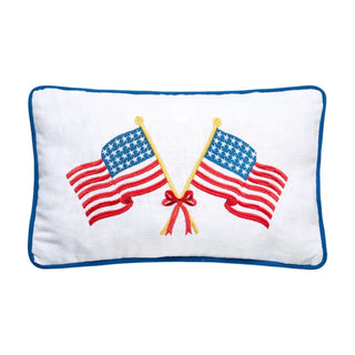 Crossed Flags Embroidered Pillow