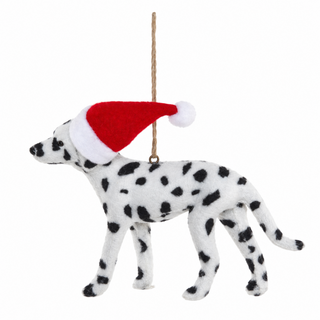 Dog with Santa Hat Ornaments