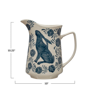 Vintage Rabbit Floral Pitcher