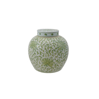 Ginger Jar w/ Green Floral Pattern