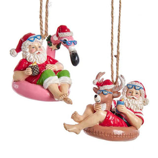 Beach Santa Sitting On Float Ornament